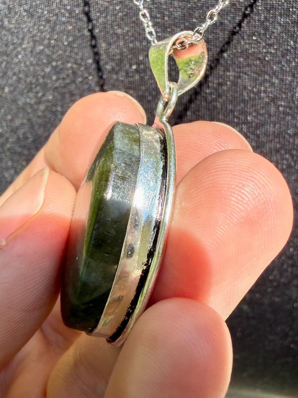*Video* Rare Flashy Labradorite Necklace 925 Silver Stamped Pendant Green Blue - Picture 8 of 14